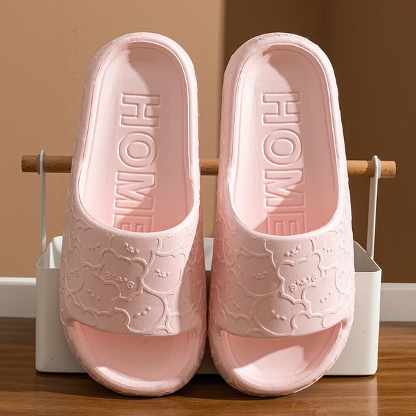 Women's Home Slippers Cute Bear Print Indoor Thick Sole Durable Slides Bathroom Non-slip Outdoor Fashion Summer Cool_vogvips.com