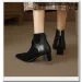 Booties Women Fall Winter Spliced Scrub Soft Sole Comfort Pointed Toe Kitten Block Heel Fashion Boots 251105_vogvips.com