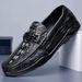 Euro Step Top Layer Cowhide Genuine Casual Slip-On Leather Loafers Men's Single Shoes_vogvips.com