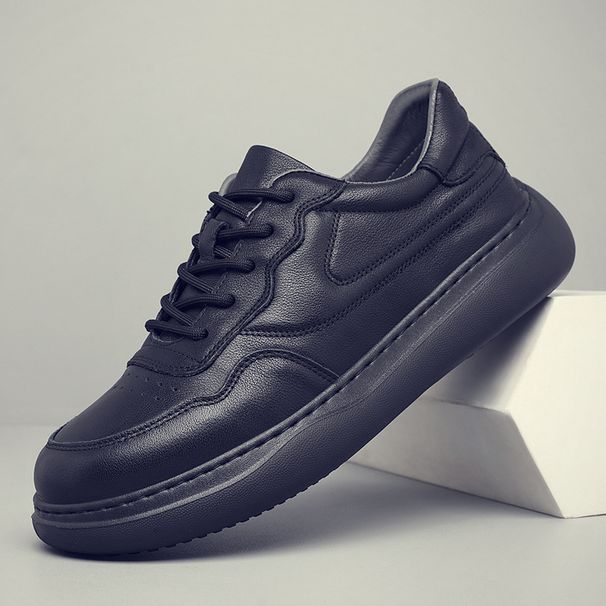 Men's Genuine Leather White Sneakers Breathable Top Layer Cowhide Casual Board Shoes Fashion Comfortable Lightweight Daily Wear_vogvips.com