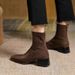 Frosted Chunky Heel Ankle For Women, New Autumn Winter Square Toe Back Zipper Martin Boots, Stretch Slim Boots_vogvips.com
