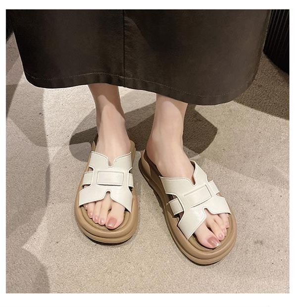 Slip-On For Skirts, Non-Slip Beach Sandals, Women's Summer Outdoor Wear 2025 New Thick-Soled Silver Sandals_vogvips.com