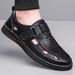 Summer Men's Genuine Perforated Breathable Soft-soled Casual Leather Shoes, Slip-on Non-slip Sandals For Men_vogvips.com