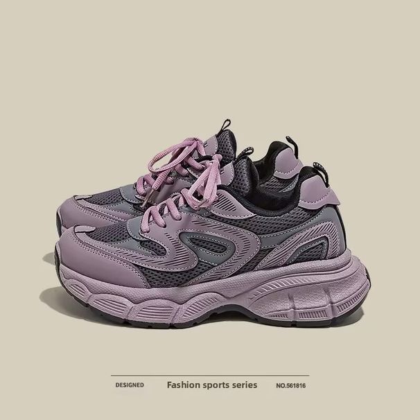 Durable Women's Dad 2024 New Model Spring And Autumn Breathable Lightweight Sneakers Thick-soled With A High-end Feel_vogvips.com