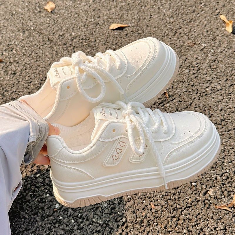 ShoeVault Cute White Sneakers For Women 2025 Autumn New Style Student Chic Thick Sole Board Shoes Korean Version Casual_vogvips.com