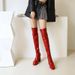 40-48 Large Size Shoes Winter New Women's Round Toe Thick High Heel Over-the-Knee Boots_vogvips.com