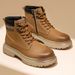 Men's Classic Leather Work Boots - Comfortable Mid-Calf Martin Boots With Cushioned Sole For Casual & Outdoor Wear (Yellow Brown, Khaki)_vogvips.com