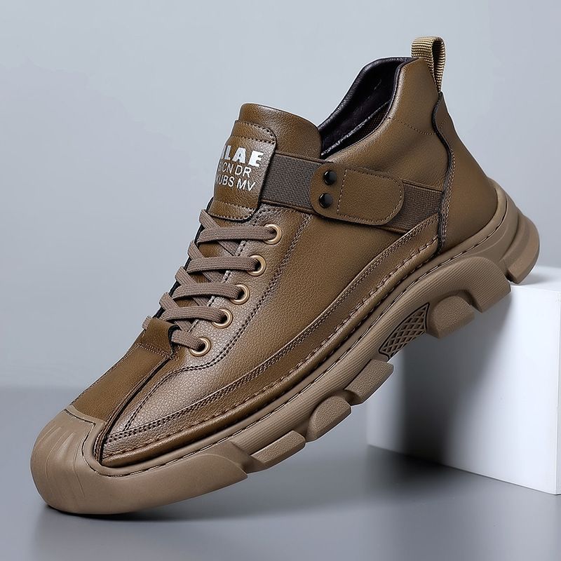 European Warm Series Martin Spring Short Cowhide Work Boots Casual Outdoor Hiking High-top Men's Shoes_vogvips.com