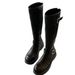 Grape Mom Studiolee Autumn Winter Round Toe Strap Chunky Heel Over-the-Knee Mid-Calf Riding Boots Belt Buckle_vogvips.com