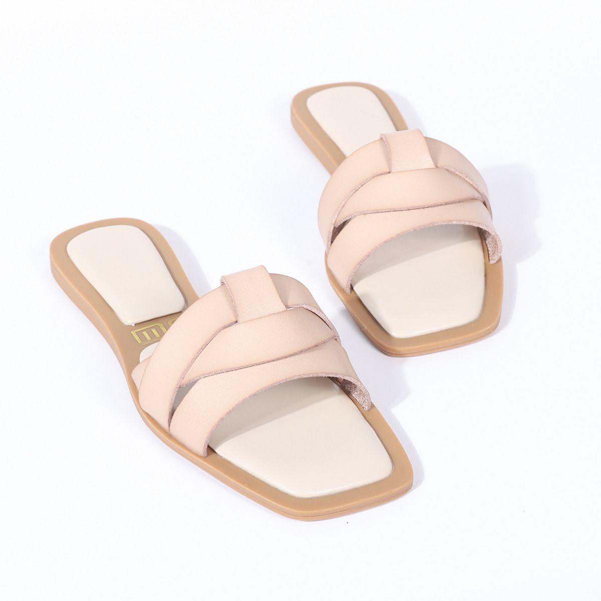 Women's Shoes Summer New Women's Slippers, Gold Cross Strap Embellished Cow Leather Flat Sandals_vogvips.com