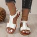 Women's Casual T-Strap Hollow Out Flat Sandals Open Toe Adjustable Magic Tape Summer Beach Shoes Plus Size Comfort_vogvips.com