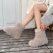 Lamb Wool Korean Style Elegant Versatile Round Toe Flat Snow With Fleece Lining Thickened Warm Short Boots For Women_vogvips.com