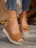 New Oversized Wedge Sandals For Women's Casual Outdoor Wear, With A Single Buckle Strap_vogvips.com