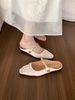 French Satin Closed-Toe For Women Summer Outdoor High-End Mary Jane Shoes Mules Fairy Style Cool Slippers_vogvips.com