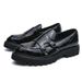 2023 New Large Size Double Pin Buckle Loafers For Men Patent Leather Glossy Thick Heel Platform Height Increasing_vogvips.com