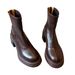 French Style Versatile Simple Height-Increasing Chunky Heel Stretch Slim For Women Autumn Winter New Back Zipper Short_vogvips.com