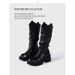 Women's Shoes With Embroidered Metal Height Enhancing Long Boots For Small People, Thick Soled And Not Above The Knee Knight Boots_vogvips.com
