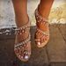 Beaded Sandals For Women Bohemian Roman Style Rhinestone Toe Post French Flat Beach Shoes Summer_vogvips.com