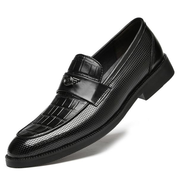 Dress Casual Shoes Leather Shoes Men's Round Head Shallow Mouth Foot Set_vogvips.com