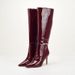 Foreign Trade US Original Large Size Wine Red Patent Leather Pointed Toe Stiletto Heel Belt Buckle Zipper High Tube_vogvips.com