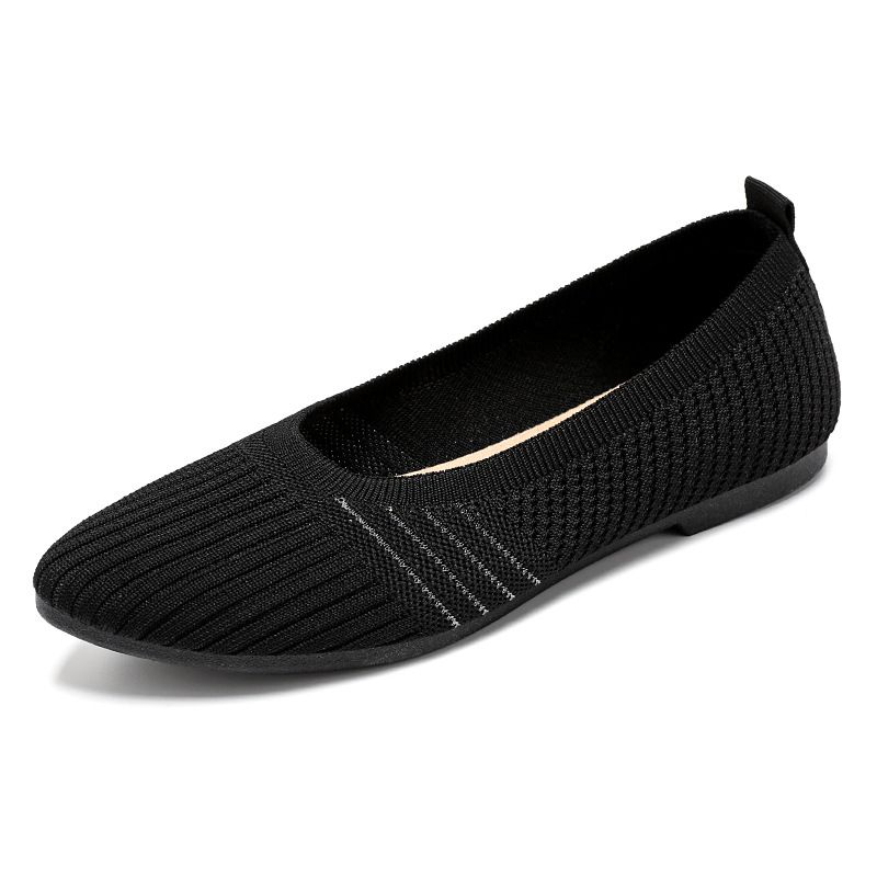 Women's Casual Shoes Pointed Single Shoes Breathable Fly-woven Mother Shoes One Pedal Lazy Shoes Soft-soled Doudou Shoes_vogvips.com