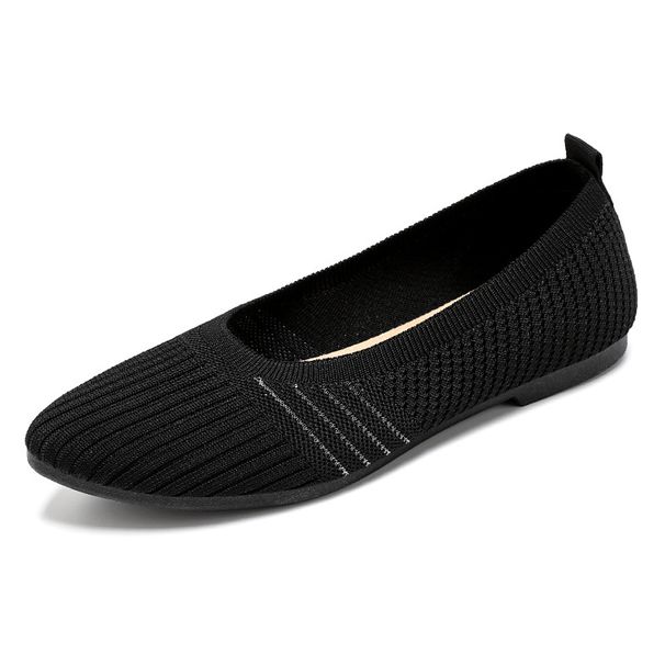 Women's Casual Shoes Pointed Single Shoes Breathable Fly-woven Mother Shoes One Pedal Lazy Shoes Soft-soled Doudou Shoes_vogvips.com