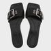 Summer Women's Black Buckle Wide Strap Flat Sandals Square Toe Casual Slippers Comfortable Shoes_vogvips.com
