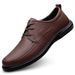 Loafers Men's Leather Shoes Soft Sole Lace-Up Dress Men's Shoes Wind Round Head Lace-Up Casual Shoes Work Shoes_vogvips.com