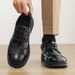 ShoeVault Niche Original Round Toe Black Leather For Men Trendy Thick-Soled Height-Increasing Derby Korean Version Work Shoes_vogvips.com