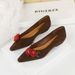 Chinese Niche Shallow Mouth Single Shoes Women's Pointed Head Suede Women's Shoes Wedge Heel Flower Pedicure Comfortable Low Heel Shoes_vogvips.com