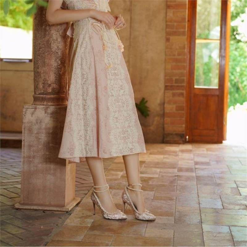 Low-Cut Round-Toe Mid Heel Pumps With Pearl Accents – Elegant Slip-On Pink Shoes For Spring Summer Fall Gentle And Elegant Slip On Versatile Shoes._vogvips.com
