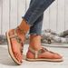 Women's Retro Casual Roman Flat Non-slip Beaded Sandals_vogvips.com