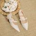 Jane Elegant Basics Casual Business Wedding Party Niche Pointed Satin Single Women S Thick Heels Flat Bridesmaid Shoes_vogvips.com