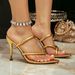 Gold Fashion Women's Shoes Stiletto Slip-On Pointed Toe Decorative Simple High Heel Sandals_vogvips.com