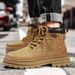 Genuine Leather Martin For Men, Putian New Autumn And Winter High-top Boots, British Style Fleece-lined Yellow Work_vogvips.com