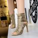 190-2 European And American Sexy Nightclub Slimming Stiletto High-heeled Cross-strap Fish-mouth Hollow Sandals Roman_vogvips.com