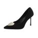 2025 Autumn New Water Diamond Black Suede Sexy High With Fine Heels And Sharp Pointed Design, French Single Shoes_vogvips.com