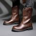 26ss High Tube Amekaji Work Men's Style Western Cowboy Trendy Motorcycle Riding Boots_vogvips.com