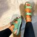 Women's Flat Sandals Velcro Sandals Summer New Large Size Thick Soled Sandals Foreign Trade Cross Border Round Toed Small Cstyle Sandals_vogvips.com