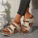 Summer New Women's Open Toe Slippers Large Size Thick Bottom Wedge Heel One Strap Beach Shoes Light Foam Bottom with Buckle_vogvips.com