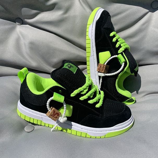 Unisex High-Top Sneakers With Thick Tongue And Glow Green Accents Casual Streetwear Shoes For Men And Women_vogvips.com