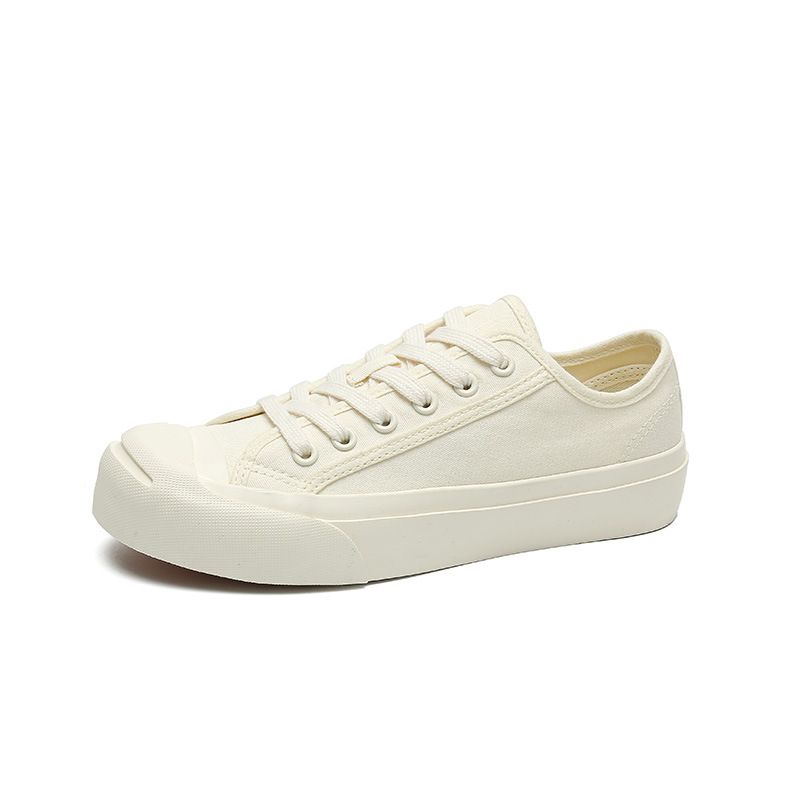 Cream White Sneakers Couples Canvas Shoes_vogvips.com