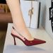 Women's Shoes Banquet Rhinestone Pointed Toe Low Cut Single Shoes Women's Elegant Hollowed Out Back Strap Stiletto Heel Women's Shoes_vogvips.com