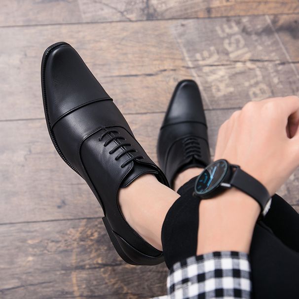 European And American British Style Nightclub Hairstylist Leather Casual Business Lace-up Pointed Toe Men's Shoes_vogvips.com