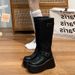 Black American Style Versatile Over-the-Knee Thick-Soled Long For Women 2025 New Summer Slimming Height-Increasing_vogvips.com