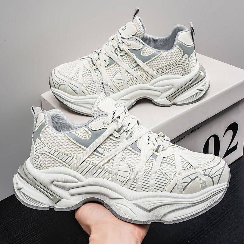 European Trendy Brand Versatile Retro Thick-soled Dad Shoes For Men, Summer Mesh Breathable Lightweight Soft-soled_vogvips.com