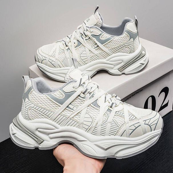 European Trendy Brand Versatile Retro Thick-soled Dad Shoes For Men, Summer Mesh Breathable Lightweight Soft-soled_vogvips.com