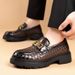 Spring New Men's Loafers Casual Leather Thick Sole Woven Derby European And American Business Trend Height Increasing_vogvips.com