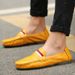 Xunqi Chunqiu Doudou Men's Casual Versatile Leather British Style Fashion Casual Shoes Slip-On Driving Ultra Soft_vogvips.com