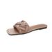 Cross Shaped Satin Flat Slippers Casual Breathable Comfortable Wear Resistant Fashion Slippers_vogvips.com